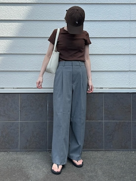 「リブT」｜Aさん（レディース・156cm）の夏コーディネート