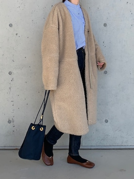 「MOUSSY（マウジー）のMVS SKINNY（デニムパンツ）」を使った、Aさん（レディース・156cm）の冬コーディネート
