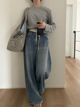 「TODAYFUL（トゥデイフル）のアイテム（デニムパンツ）」を使った、Aさん（レディース・156cm）の秋コーディネート