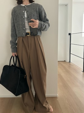 「アイテム（ボストンバッグ）」を使った、Aさん（レディース・156cm）の秋コーディネート