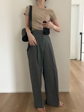 「タックワイドパンツ」｜Aさん（レディース・156cm）の秋コーディネート