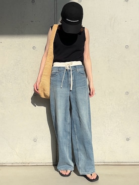 「アイテム（キャップ）」を使った、Aさん（レディース・156cm）の夏コーディネート
