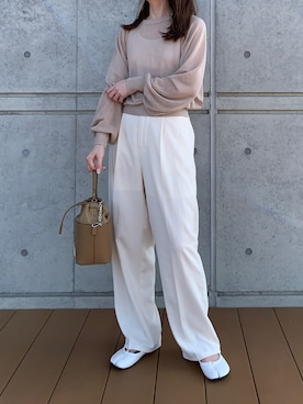 「MERCI（メルシー）のアイテム（パンツ）」を使った、Aさん（レディース・156cm）の春コーディネート