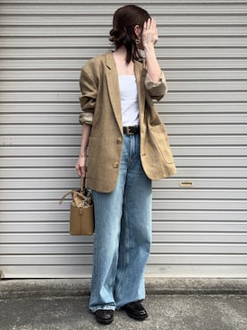 「アイテム（ローファー）」を使った、Aさん（レディース・156cm）の秋コーディネート