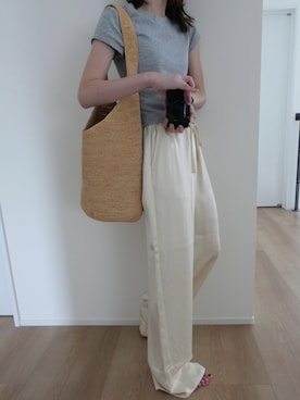 「アイテム（かごバッグ）」を使った、Aさん（レディース・156cm）の夏コーディネート