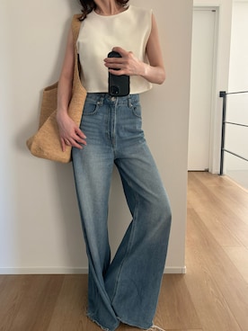 「ハイウエストデニム」｜Aさん（レディース・156cm）の夏コーディネート