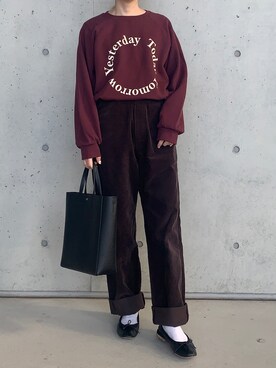 「E.PORSELLI（ポルセッリ）のPORSELLI  CALF NORMAL VAMP BALLET（バレエシューズ）」を使った、Aさん（レディース・156cm）の冬コーディネート