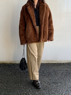 「MERCI（メルシー）のアイテム（ジャケット/アウター）」を使った、Aさん（レディース・156cm）の冬コーディネート