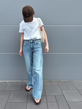 「アイテム（デニムパンツ）」を使った、Aさん（レディース・156cm）の秋コーディネート