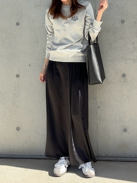 「A.P.C.（アーペーセー）のアイテム（スウェット）」を使った、Aさん（レディース・156cm）の春コーディネート