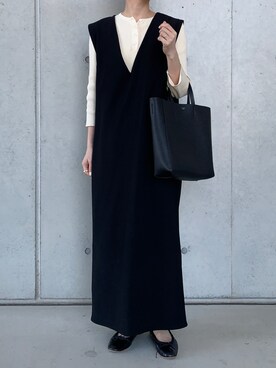 「E.PORSELLI（ポルセッリ）のPORSELLI  CALF NORMAL VAMP BALLET（バレエシューズ）」を使った、Aさん（レディース・156cm）の秋コーディネート