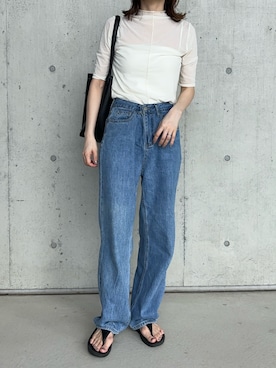 「Bonjour Sagan（ボンジュールサガン）のアイテム（Tシャツ/カットソー）」を使った、Aさん（レディース・156cm）の夏コーディネート