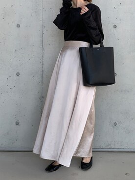 「E.PORSELLI（ポルセッリ）のPORSELLI  CALF NORMAL VAMP BALLET（バレエシューズ）」を使った、Aさん（レディース・156cm）の冬コーディネート