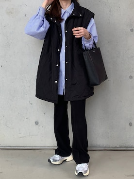 「ビッグシャツ」｜「アイテム（ジャケット/アウター）」を使った、Aさん（レディース・156cm）の秋コーディネート