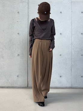 「アイテム（帽子）」を使った、Aさん（レディース・156cm）の冬コーディネート