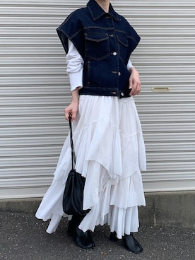 「DRIES VAN NOTEN（ドリスヴァンノッテン）のアイテム（デニムジャケット）」を使った、Aさん（レディース・156cm）の春コーディネート