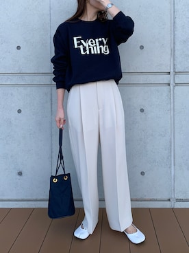 「MERCI（メルシー）のアイテム（スウェット）」を使った、Aさん（レディース・156cm）の冬コーディネート