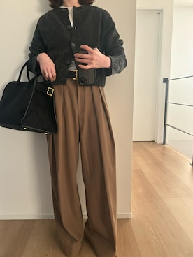 「アイテム（ボストンバッグ）」を使った、Aさん（レディース・156cm）の秋コーディネート