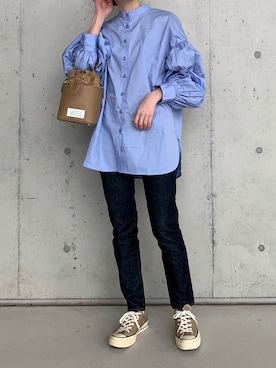 「MOUSSY（マウジー）のMVS SKINNY（デニムパンツ）」を使った、Aさん（レディース・156cm）の夏コーディネート