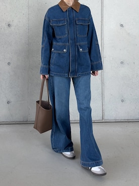 「アイテム（デニムジャケット）」を使った、Aさん（レディース・156cm）の秋コーディネート