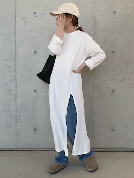 「重ね着ベストシーズン」｜「アイテム（帽子）」を使った、Aさん（レディース・156cm）の春コーディネート