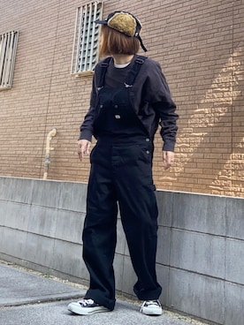 「ワッフル」｜「アイテム（オールインワン・サロペット）」を使った、youkiさん（レディース・161cm）の秋コーディネート