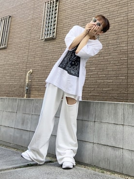 「FIG&VIPER（フィグアンドバイパー）のアイテム（パンツ）」を使った、youkiさん（レディース・161cm）の夏コーディネート