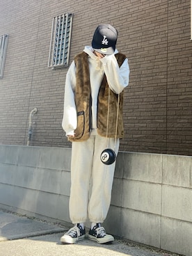 「ファーベスト」｜「アイテム（スウェットパンツ）」を使った、youkiさん（レディース・161cm）の秋コーディネート