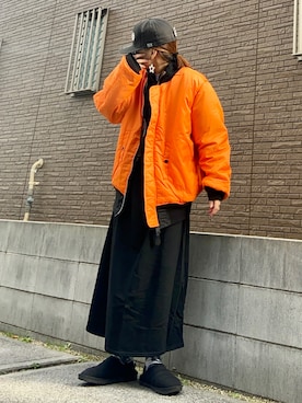 「スウェットワンピース」｜「アイテム（MA-1）」を使った、youkiさん（レディース・161cm）の冬コーディネート