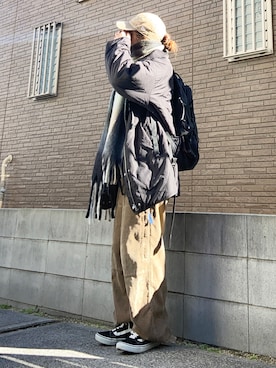 「ボーイッシュ」｜「アイテム（その他アウター）」を使った、youkiさん（レディース・161cm）の冬コーディネート