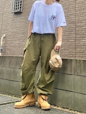 「アイテム（カーゴパンツ）」を使った、youkiさん（レディース・161cm）の秋コーディネート