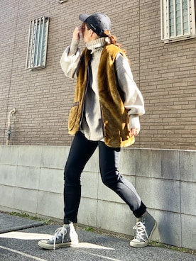 「スキニー」｜「アイテム（その他アウター）」を使った、youkiさん（レディース・161cm）の秋コーディネート
