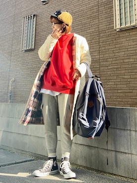 「MACKINTOSH PHILOSOPHY（ﾏｯｷﾝﾄｯｼｭ ﾌｨﾛｿﾌｨｰ）のアイテム（ノーカラーコート）」を使った、youkiさん（レディース・161cm）の秋コーディネート
