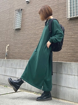 「Dr. Martens（ドクターマーチン）のレディース Dr.Martens ドクターマーチン 1460 W PASCAL 8 EYE BOOT パスカル 8アイレットブーツ 13512006 BLACK VIRGINIA（ブーツ）」を使った、youkiさん（レディース・161cm）の秋コーディネート