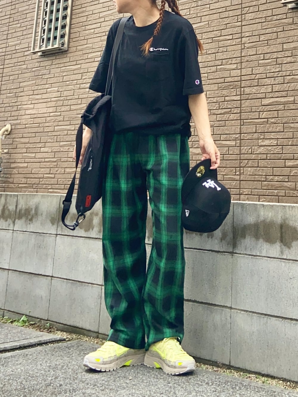 youkiさんの「Green check relax pants / グリーンチェックリラックスパンツ（nana select）（ISOOK）」を使ったコーディネート