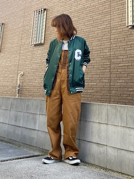 「kutir（クティール）のアイテム（スタジャン）」を使った、youkiさん（レディース・161cm）の春コーディネート