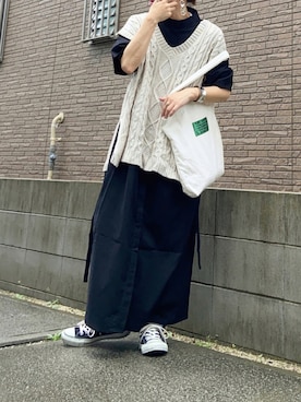 「petitcro（プティクロ）のpetitcro  ワイドバングル PCKB1901001（バングル/リストバンド）」を使った、youkiさん（レディース・161cm）の夏コーディネート