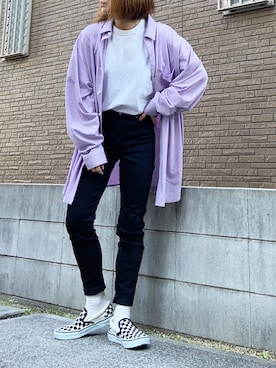 youkiさんの「Lee/リー【ベストセラー】柔らかストレッチでストレスフリー すっきりデニムスキニーパンツ/ジェギンス（VANS | バンズ）」を使ったコーディネート