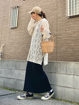 「キーネック」｜「アイテム（ワンピース/ドレス）」を使った、youkiさん（レディース・161cm）の春コーディネート