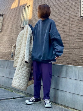 「MACKINTOSH PHILOSOPHY（ﾏｯｷﾝﾄｯｼｭ ﾌｨﾛｿﾌｨｰ）のアイテム（ノーカラーコート）」を使った、youkiさん（レディース・161cm）の秋コーディネート