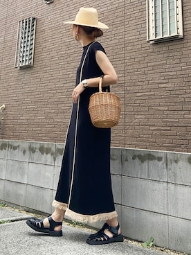 「petitcro（プティクロ）のpetitcro  ワイドバングル PCKB1901001（バングル/リストバンド）」を使った、youkiさん（レディース・161cm）の夏コーディネート