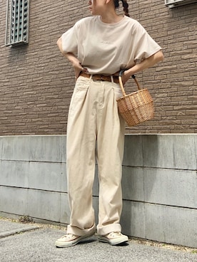 「BEAMS（ビームス）のアイテム（かごバッグ）」を使った、youkiさん（レディース・161cm）の春コーディネート