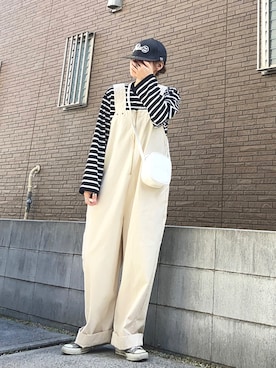 「マリンコーデ」｜「アイテム（オールインワン・サロペット）」を使った、youkiさん（レディース・161cm）の春コーディネート