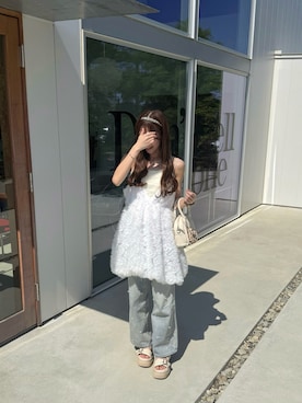 「NOTREemor（ノートルエモア）のtulle mini dress（ドレス）」を使った、manaさん（レディース・159cm・20代）の夏コーディネート