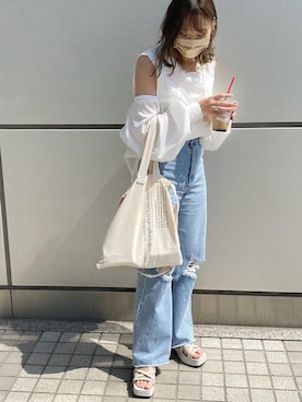 「フレアデニム」｜いそゆりさん（レディース・159cm）の春コーディネート