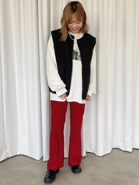 「BASQUE magenta（バスクマゼンタ）のアイテム（パンツ）」を使った、いそゆりさん（レディース・159cm）の春コーディネート