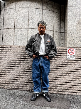 「低身長男子」｜「アイテム（MA-1）」を使った、MITACHIさん（メンズ・160cm）の夏コーディネート