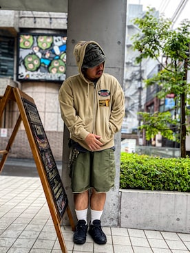 「フェスコーデ」｜「アイテム（パーカー）」を使った、MITACHIさん（メンズ・160cm）の夏コーディネート