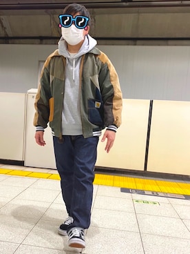 「UNIQLO（ユニクロ）のスウェットプルパーカ（長袖）（パーカー）」を使った、Masahiroさん（メンズ・161cm）の春コーディネート