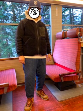 「White Mountaineering」｜「アイテム（その他アウター）」を使った、Masahiroさん（メンズ・161cm）の冬コーディネート